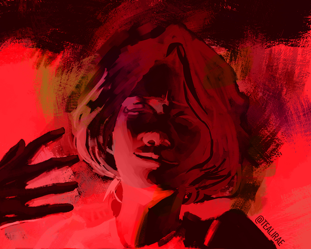 Girl in bright red light